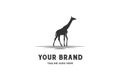 Simple Minimalist Walking Giraffe Silhouette for Wild Safari Zoo Logo Design Vector