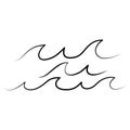 Simple minimalist waves handdrawn water lake river logo vector illustration, design on white background