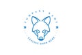 Simple Minimalist Wolf Fox Dog Coyote Head Line Outline Style Logo Design Vector
