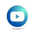 Simple isolated blue YouTube logo icon.