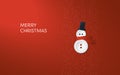 Simple, minimalistic Christmas card vector template. Cute adorable snowman made of buttons on red background.