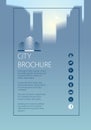 Simple minimalistic city skyline traveling tourist guide book. Brochure, flyer, cover, poster or guidebook template. Vector modern