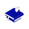 Simple minimalistic creative isometric icon. Books bookmark looks like square academic cap Royalty Free Stock Photo