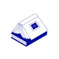 Simple minimalistic creative isometric icon. Opened book with window looks like house Royalty Free Stock Photo