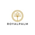 Luxury palm tree with sun line logo design Royalty Free Stock Photo