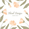 A simple minimalistic postcard with flowers, a template for design.