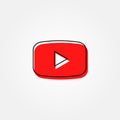 Stock vector red button youtube video with border line style