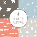 4 simple minimalistic seamless geometric patterns Royalty Free Stock Photo