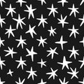 Simple Minimalistic Seamless pattern with hand-drawn stars