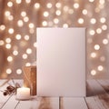 Simple mockup, invitation, white mockup, White vibrant background, with brown string, bokeh lights