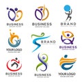 Simple modern abstract fitness logo set