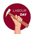 illustration of labour day celebration, hands holding hammer