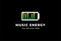 Simple Modern Battery with Sound Wave Bar for Music DJ Logo Design Vector
