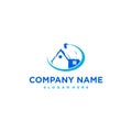 Simple modern blue creme house icon logo design  idea Royalty Free Stock Photo