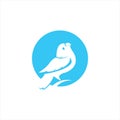 Simple modern circle blue parakeet bird vector