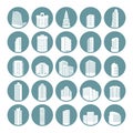 Simple Modern City Building Circle Icon Set Bundle