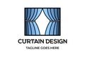 Simple Modern Curtain Drape Window Logo Design Vector