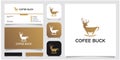 Simple and modern deer,buck and coffee logo template