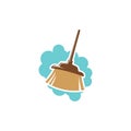 Simple modern flat cleaning broom for house vector logo design