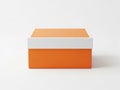 Simple modern gift box with contrasting lid color on plain background isolated on white background Royalty Free Stock Photo