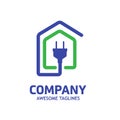 Modern House Plug Power symbol logo Royalty Free Stock Photo