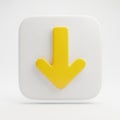 A Yellow Downward Arrow Icon on a Rounded White Square Background down arrow download Royalty Free Stock Photo