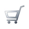 Simple, modern icon of a shopping cart. Features a streamlined design with a metalli Royalty Free Stock Photo