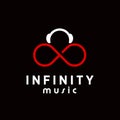 Simple modern infinity symbol and headset icon