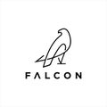 Simple modern line art black falcon logo design idea