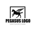 Simple and modern pegasus horse logo Royalty Free Stock Photo