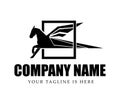 Simple and modern pegasus horse logo Royalty Free Stock Photo