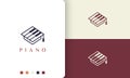 Simple and modern piano school academy logo or icon Royalty Free Stock Photo