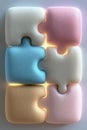 Simple and Modern Puzzle Piece Design,Puzzle Background with Copy Space in Pastel Tones,AI-generated Royalty Free Stock Photo