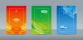 Simple modern random transparent glass on red, green, blue background. Cover template for annual report Royalty Free Stock Photo