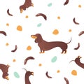 Seamless pattern with dogs and sausage Royalty Free Stock Photo