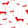 Seamless pattern with red dog and heart Royalty Free Stock Photo