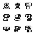 Simple modern webcam vector line icons set Royalty Free Stock Photo