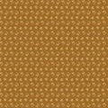 Simple modest floral fabric pattern Small white flowers and blue polka dots on a light brown mustard background