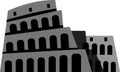 Simple monochromatic flat drawing of the COLOSSEUM, ROME