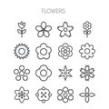 Simple monochromatic flower icon set