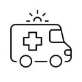 Simple monochrome ambulance icon vector medical transportation aid emergency service vehicle