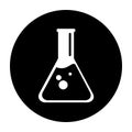 Simple, monochrome, circular alchemy flask icon. Isolated on white