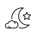 Simple monochrome composition crescent star cloud half moon midnight sky mystery landscape nighttime