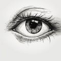 Simple Monochrome Dolphin Eye Sketch - Ink Illustration Royalty Free Stock Photo