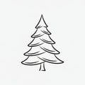Tree has a triangular shape, tapering to a point at the top, with a Royalty Free Stock Photo