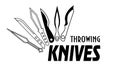 Simple monochrome logo with six different throwing knives