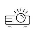 Simple monochrome projector for broadcasting presentation movie film media icon vector illustration