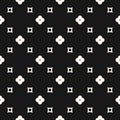 Simple monochrome vector geometric seamless pattern with small flowers, squares Royalty Free Stock Photo