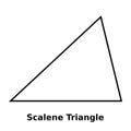 Simple monochrome vector graphic of a scalene triangle. This is a shape with three sides, all of different length and all three