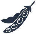 Simple monochrome vector icon of an open soybean pod with beans inside Royalty Free Stock Photo